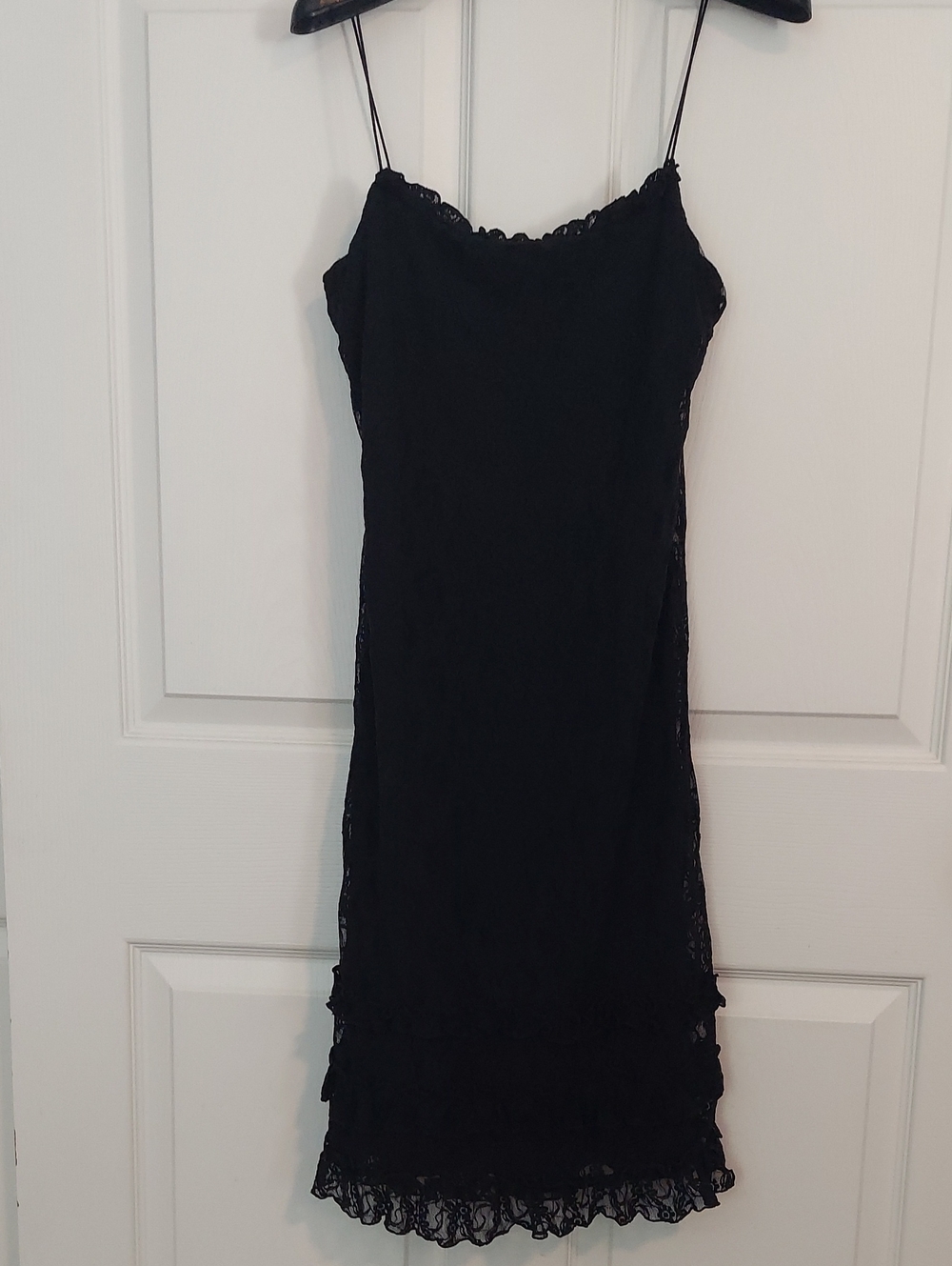 Vintage 90s Ralph Lauren Black Lace Slip Dress S Y2K